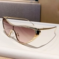 Lunettes de soleil œil de chat Y2K en métal doré avec verres dégradés marron et violet - Or Brillant Marron Rose