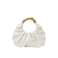 Borsa a mano bianca a pieghe modello nuvola con elegante manico in metallo dorato - Bianco