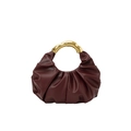 Borsa a mano a nuvola plissettata bordeaux con manico metallico dorato di lusso - Rosso