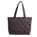 Deep taupe quilted tote bag with metallic finish and large capacity for winter daily commute - Gray