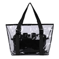 Borsa da spiaggia trasparente in PVC con spalline nere e pochette interna - Nero
