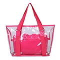 Borsa da spiaggia trasparente in PVC con pochette rosa e manici in tessuto - Rosa Rosso