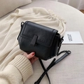 Black chain crossbody bag featuring pebble leather texture and V-stitch detail - Black