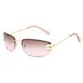Chic rimless square sunglasses with gradient brown lenses and gold G-logo temples - Gold Frame Tea Gray Lens