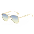 Lunettes aviateur classiques en métal doré avec verres dégradés bleu et jaune, vue 45° - Monture Dorée Verres Dégradés Bleu Jaune