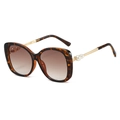 Vintage Oversize Sonnenbrille mit Schildpattmuster, braunen Gläsern und Perlen Goldbügeln - Leopardenrahmen Verlaufstee-Linsen
