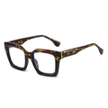 Stylish tortoiseshell oversized square blue light glasses with premium thick frames - Leopard Frame