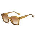 Fashionable oversized square polygon sunglasses with amber frame and brown gradient lenses - Tea Frame Gradient Tea Lens