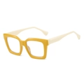 Lunettes tendance à large monture polygonale en jaune vif et blanc crème - Monture Beige