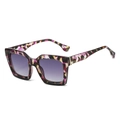 Fashionable oversized geometric sunglasses with purple gradient lenses and tortoiseshell frame - Purple Leopard Frame Gradient Gray Lens