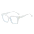 Lunettes polygonales blanches à monture épaisse avec verres anti-lumière bleue et dorures - Cadre Blanc