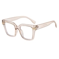 Chic oversized champagne frame glasses with gold metal hinge details on white background - Light Tea Frame