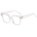 Retro oversized square transparent glasses frames with golden metal temple accents - Transparent Frame