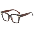 Occhiali quadrati oversize retrò con montatura leopardata e stanghette marroni su bianco - Montatura Tartarugata Nera