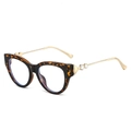 Lunettes œil-de-chat écaille rétro avec branches dorées et détails en strass - Monture Écaille Verres Transparents