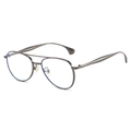 Lunettes de soleil aviateur à double pont avec monture métallique gris fusil rétro - Monture Bronze Verres Transparents