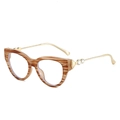 Lunettes œil de chat en monture écailles avec branches en métal doré en cœur - Monture Rayée Verres Transparents