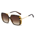 Chic oversized square tortoise sunglasses with gradient lenses and gold metal temples - Leopard Frame / Tea Lens