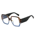 Retro square oversized sunglasses featuring tortoiseshell and transparent blue frames - Leopard Blue