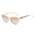 Vintage cat-eye sunglasses with cream frames and orange-blue gradient lenses - Beige Frame Tea Blue Lens