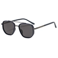 Retro double-bridge pilot sunglasses with blue matte frame and grey lenses in high detail - Blue Frame Gray Lens