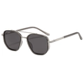 Vintage double bridge aviator sunglasses with gray translucent frames and dark gray lenses - Grey Frame Grey Lens