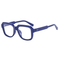 Gafas cuadradas modernas con montura azul gruesa y detalles de remaches metálicos - Marco azul