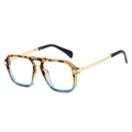Stylish oversized double-bridge sunglasses in tortoiseshell and gradient blue finish - Leopard Blue Frame (Clear Lens)