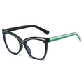 Montatura occhiali cat eye nero e bianco con aste a strisce verdi e lenti trasparenti - Montatura Nero Verde