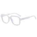 Trendy white square thick frame glasses with vintage aesthetic and rivet details - White Frame
