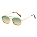Retro-Polygon-Sonnenbrille mit doppeltem Goldsteg und grünem Verlaufsglas - Goldrahmen Grünteegläser