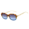 Occhiali da sole con montatura tartarugata, stanghette a catena d'oro e lenti blu - Montatura Blu Leopardo Lenti Blu Grigio