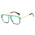 Fashion double-bridge square sunglasses in transparent green and tortoiseshell finish - Green Leopard Frame (Clear Lens)