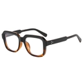 Gafas retro de montura cuadrada, acabado negro y carey con detalles de remaches metálicos - Montura Carey Negra