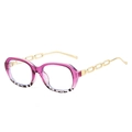 Chic purple gradient sunglasses with golden chain temples and leopard print accent - Purple Leopard Frame