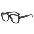 Gafas cuadradas negras retro de acetato con detalles metálicos de tres puntos - Marco Negro