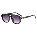 Fashionable square double-bridge aviator sunglasses with purple gradient lenses and black frames - Black Frame Gradient Gray Lens
