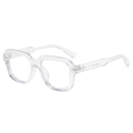 Retro square clear frame glasses with transparent finish and chunky fashion design - Transparent Frame