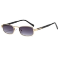 Retro rectangle sunglasses with gold metal frame and purple gradient lenses for casual wear - Gold Frame Gradient Grey Lens
