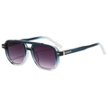 Fashion vintage square aviator sunglasses with blue-green gradient frames and purple lenses - Blue Frame Gradient Grey Lens