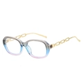 Chic small frame sunglasses with gradient blue-pink frames and golden chain arms - Gray Blue Frame
