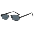 Retro small square metal sunglasses with black frame and dark grey lenses for fashion - Black Frame Grey Lens