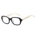 Fashion small frame sunglasses with black rims and gold chain-link temple design - Black Transparent