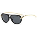 Klassieke aviator zonnebril met zwart montuur en gouden metalen knoop-pootjes - Zwart Frame Zwart Grijze Glazen