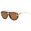 Vintage aviator zonnebril met schildpadmontuur en goudkleurige metalen pootjes - Schildpad Frame