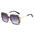Lunettes de soleil carrées oversize avec monture écaillée violette et verres dégradés - Monture Léopard Violette Verres Dégradés Gris