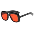 Lunettes de soleil à double pont avec monture noire et verres rouges - Monture noire verres rouges