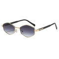 Stylish gold hexagonal metal sunglasses with grey gradient lenses for a vintage look - Gold Frame Gradient Grey Lens