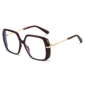 Vintage oversized square sunglasses featuring dark red frames and gold metal temples - Wine Red Frame