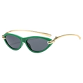 Occhiali da sole cat-eye verdi retrò con aste in metallo dorato e lenti grigio scuro - Montatura Verde Lenti Grigie